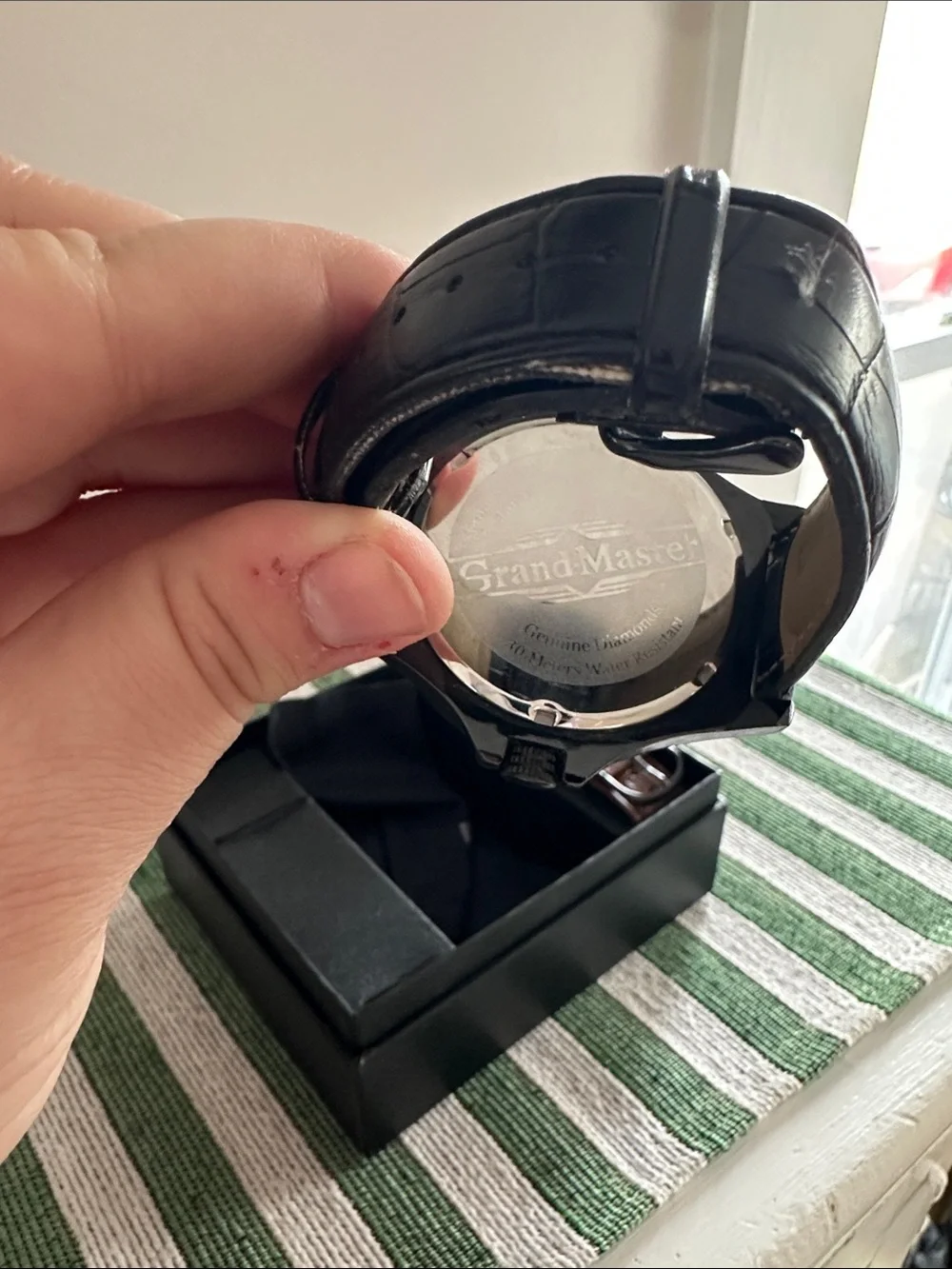 Black Men's Fashion Watch with Crystal Accents